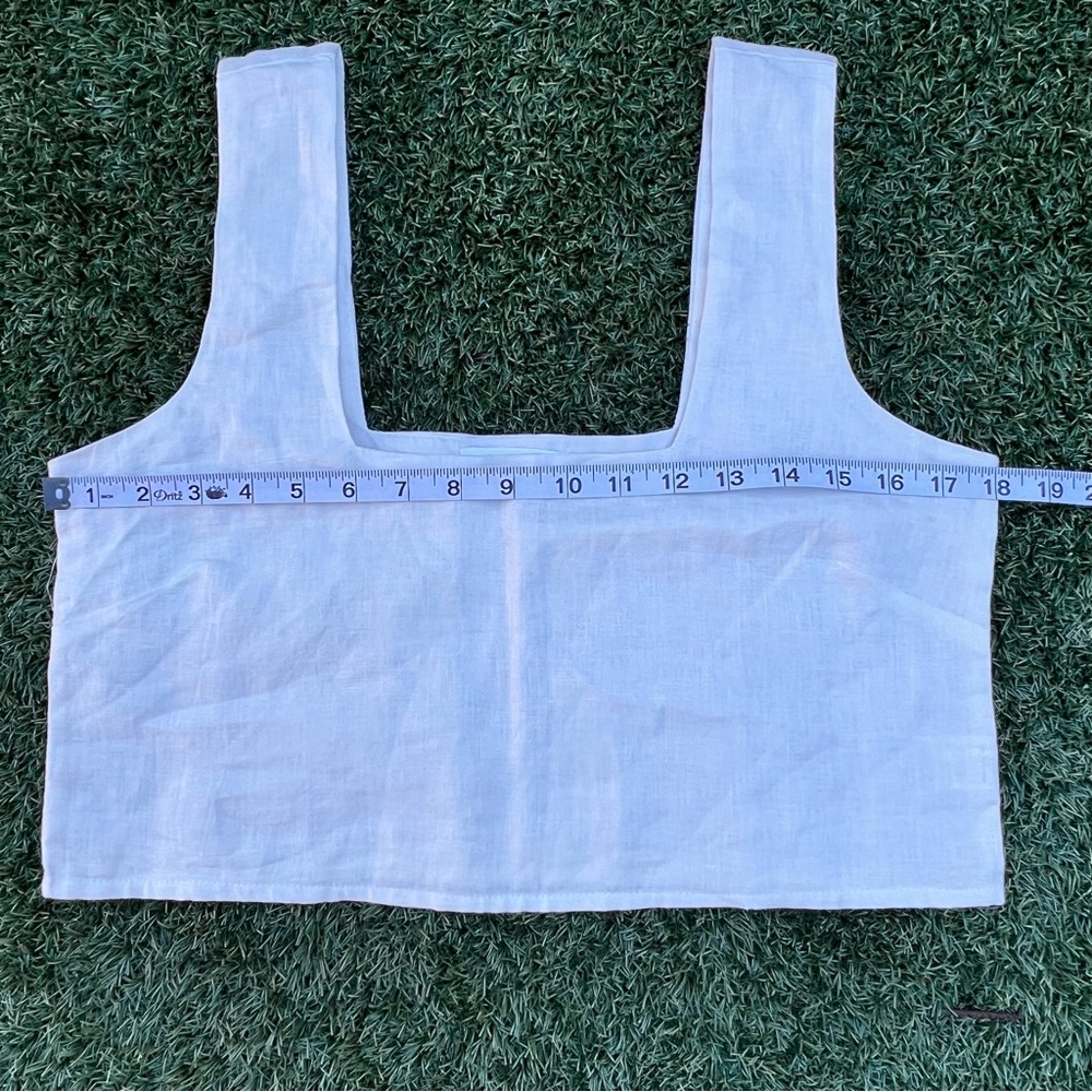 Free The Label White Roma Sleeveless Crop Tank Top 100% Linen Size S - Picture 5 of 8